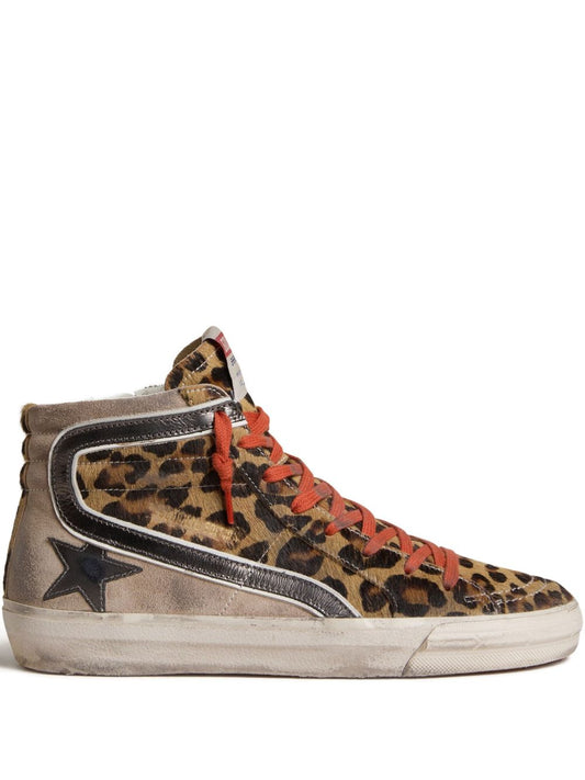 Golden Goose Brown Sneakers — Leather Animal Lace-Up (New)