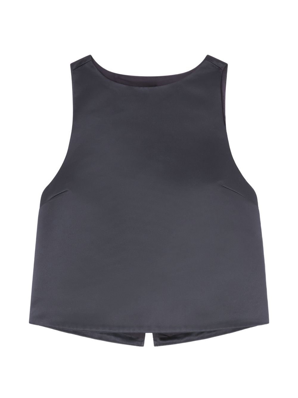 Ganni Satin Tank Top — Black Silk-Feel Topwear