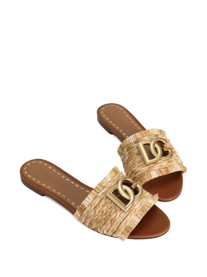 Dolce & Gabbana Sandals Beige — New Rafia Flats