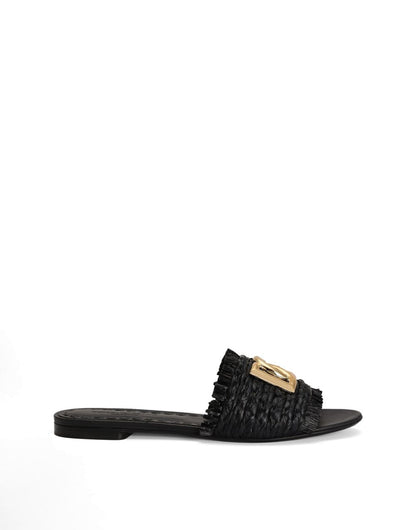 Dolce & Gabbana Sandals — Black Woven Flats