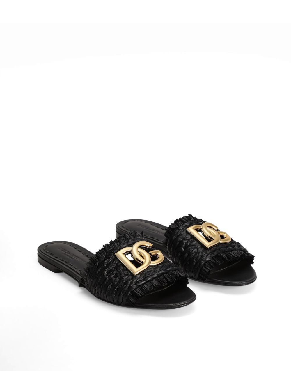 Dolce & Gabbana Sandals — Black Woven Flats