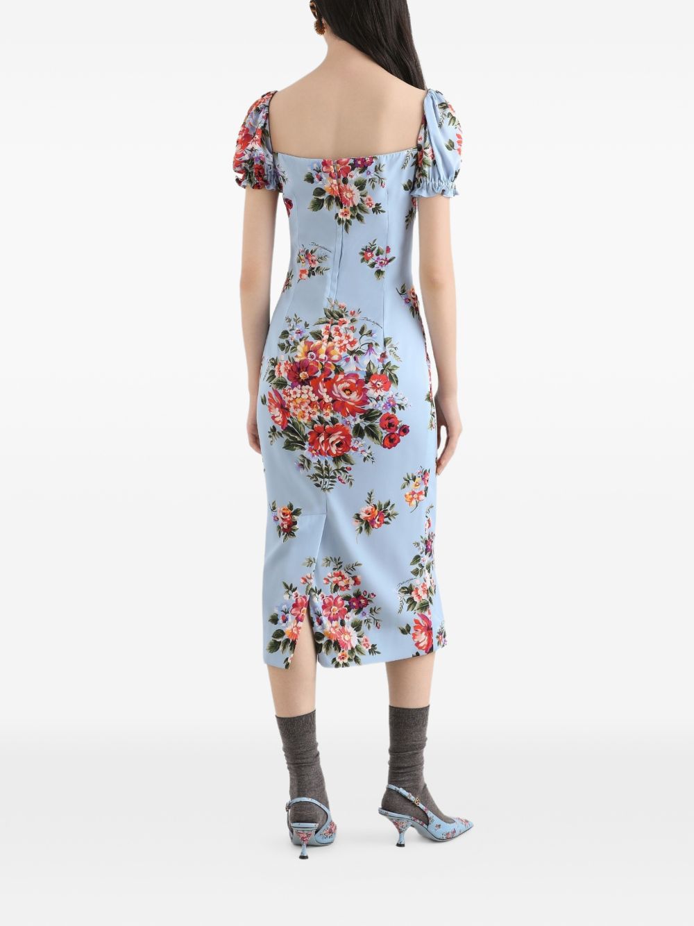 Dolce & Gabbana Dresses — Blue Floral Silk Azzurro