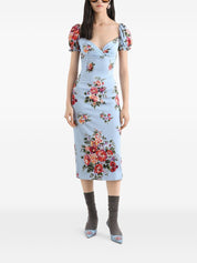 Dolce & Gabbana Dresses — Blue Floral Silk Azzurro