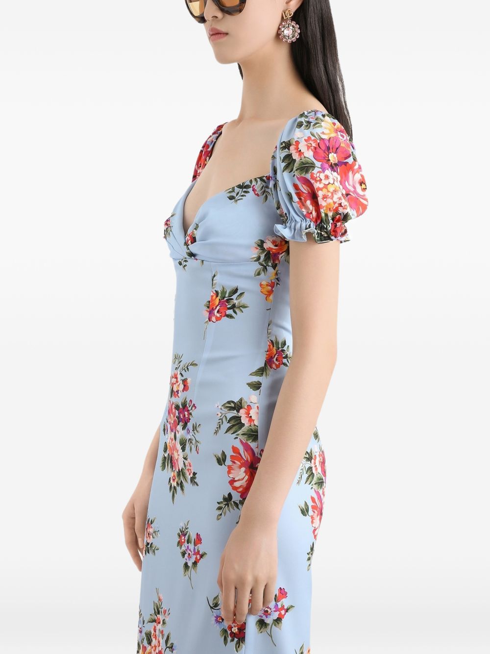 Dolce & Gabbana Dresses — Blue Floral Silk Azzurro