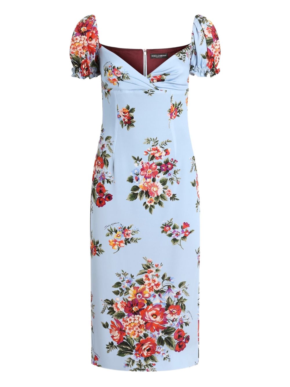 Dolce & Gabbana Dresses — Blue Floral Silk Azzurro
