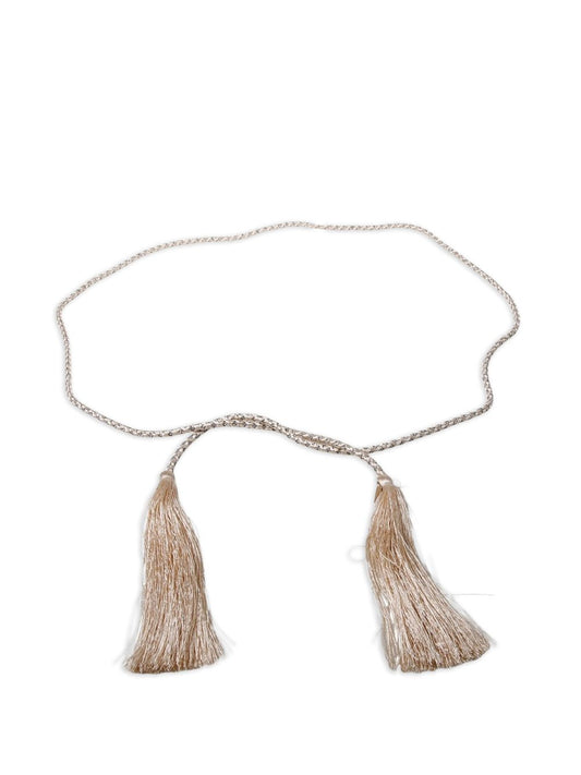 Forte Forte Crystals & Tassels Belt — Ivory, Adjustable Fit