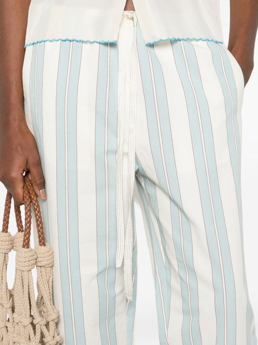 Forte Forte Striped Trousers — Drawstring Azzurro
