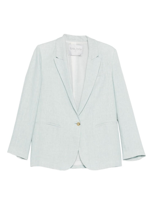 Forte Forte Linen Single‑Breasted Jacket — Azzurro (Women)