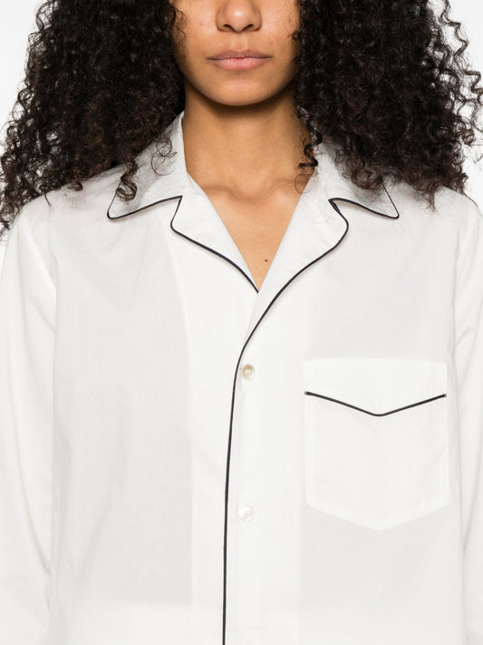 Forte Forte Cotton Pajama Shirt — White Trim Chest Pocket