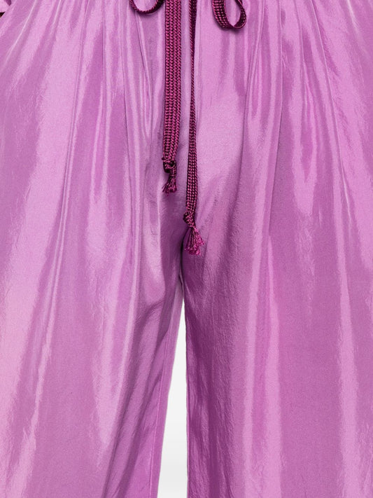 Forte Forte Silk Drawstring Trousers — Purple, New In