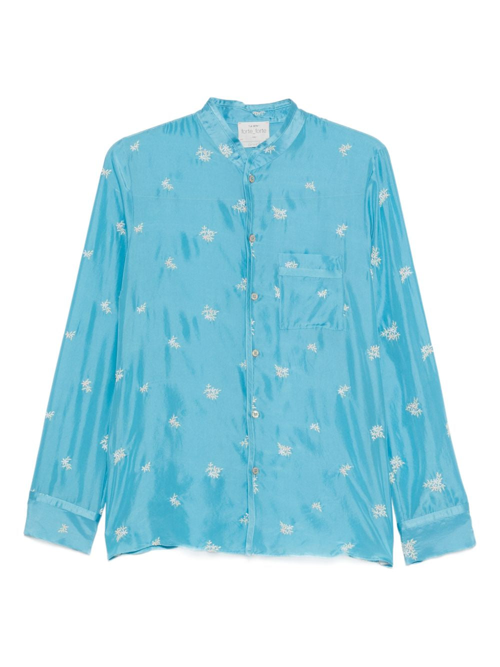 Forte Forte Embroidered Silk Shirt — Light Blue Floral