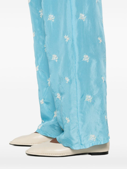 Forte Forte Embroidered Silk Trousers — Azzurro Floral, New In