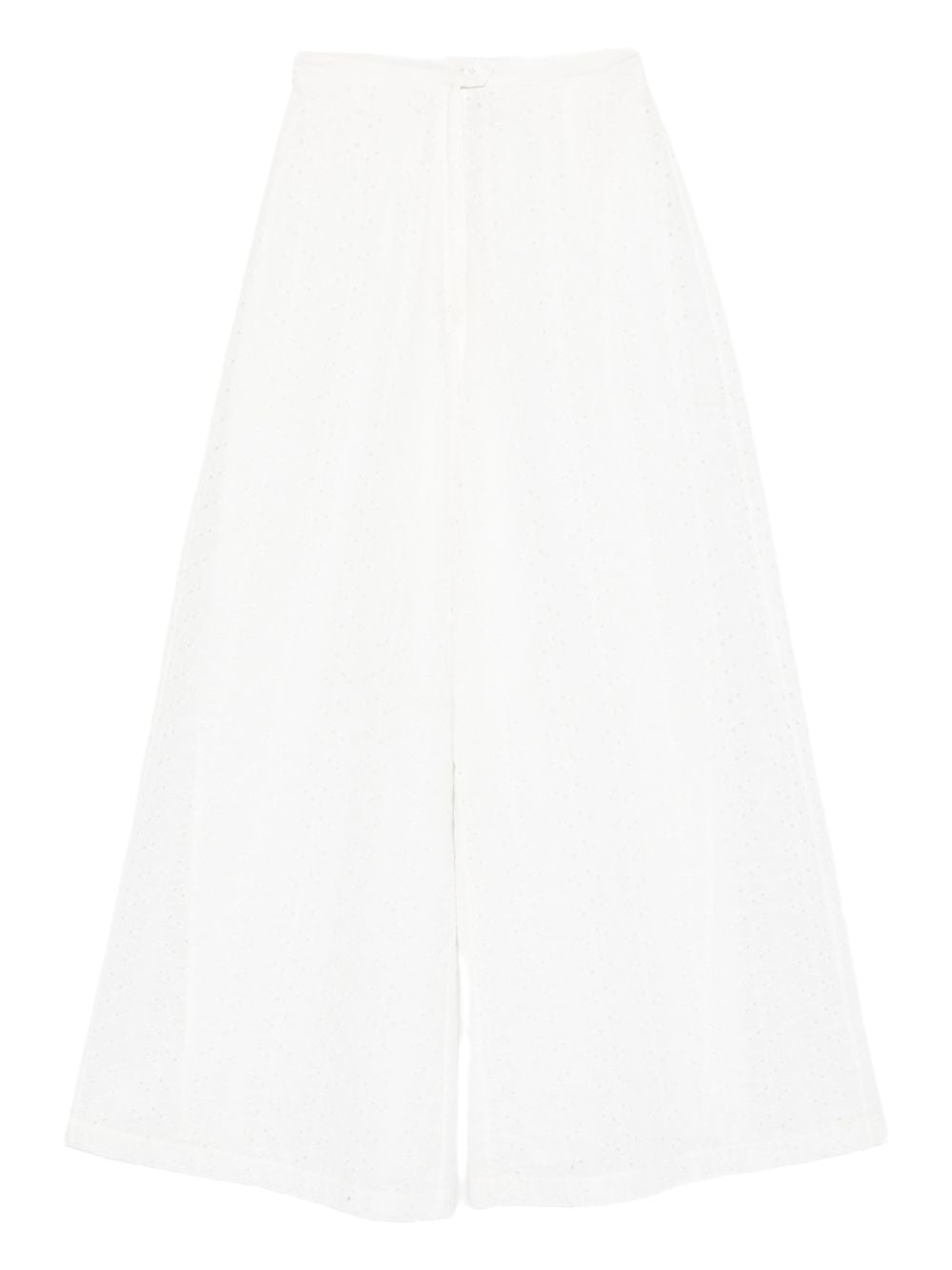 Forte Forte Embroidered Cotton Trousers — White, High-Waist