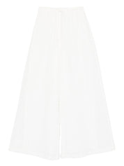 Forte Forte Embroidered Cotton Trousers — White, High-Waist