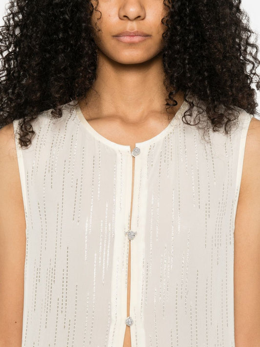 Forte Forte Long Vest – White Sleeveless Topwear