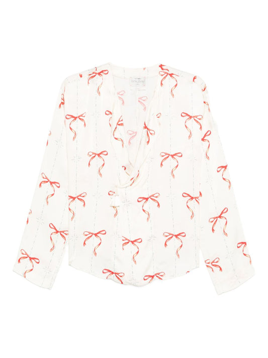 Forte Forte Printed V‑Neck Crossed Shirt — Women’s Shirts