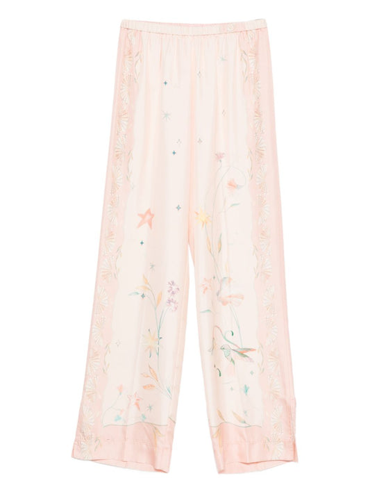 Forte Forte Printed Silk Trousers — Pink Floral, €420