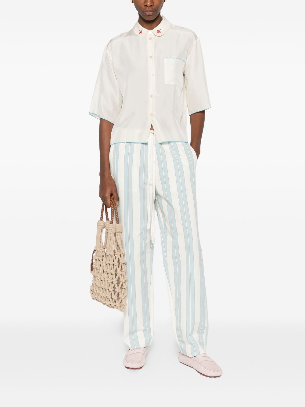 Forte Forte Embroidered Silk Shirt — Crema, New In