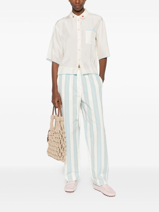 Forte Forte Embroidered Silk Shirt — Crema, New In