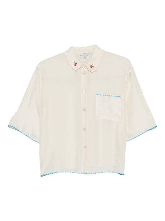 Forte Forte Embroidered Silk Shirt — Crema, New In