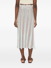 Forte Forte Pleated Long Skirt — Striped Midi Blue