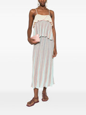 Forte Forte Pleated Long Skirt — Striped Midi Blue