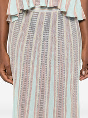 Forte Forte Pleated Long Skirt — Striped Midi Blue