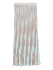 Forte Forte Pleated Long Skirt — Striped Midi Blue