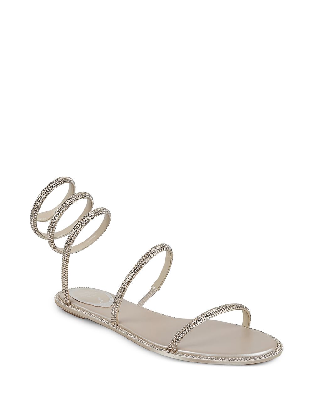 René Caovilla Sandals Beige — Satin Elegance, Subtle Sparkle