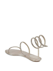 René Caovilla Sandals Beige — Satin Elegance, Subtle Sparkle