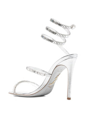 René Caovilla Silver Sandals — Handcrafted Rhinestone Elegance