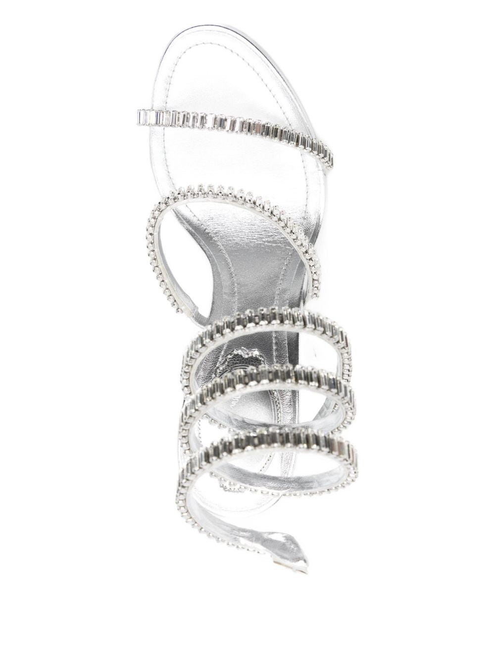 René Caovilla Silver Sandals — Handcrafted Rhinestone Elegance