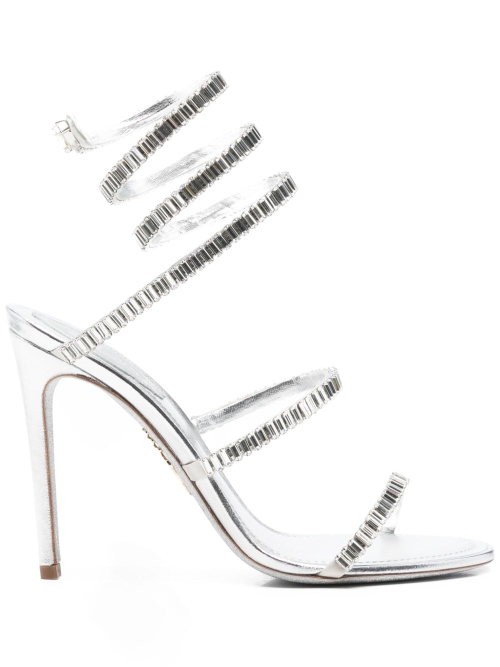 René Caovilla Silver Sandals — Handcrafted Rhinestone Elegance