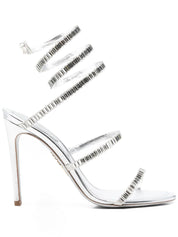 René Caovilla Silver Sandals — Handcrafted Rhinestone Elegance