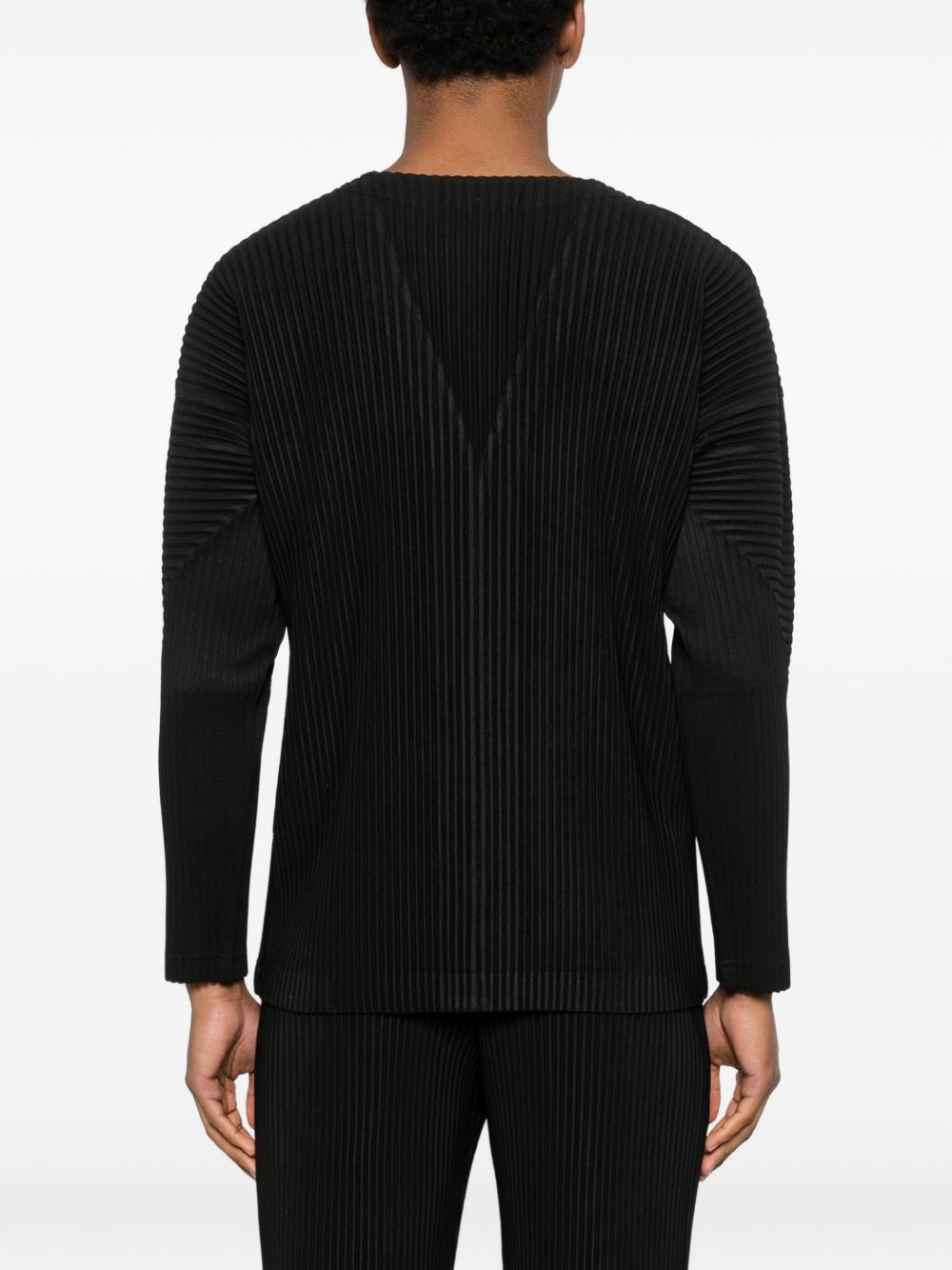 HOMME PLISSE' ISSEY MIYAKE Sweater | Black V‑Neck Cardigan