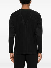 HOMME PLISSE' ISSEY MIYAKE Sweater | Black V‑Neck Cardigan