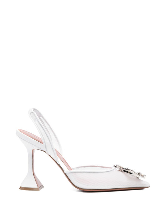 Amina Muaddi With Heel White