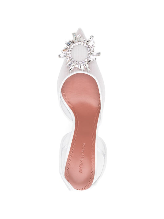 Amina Muaddi With Heel White