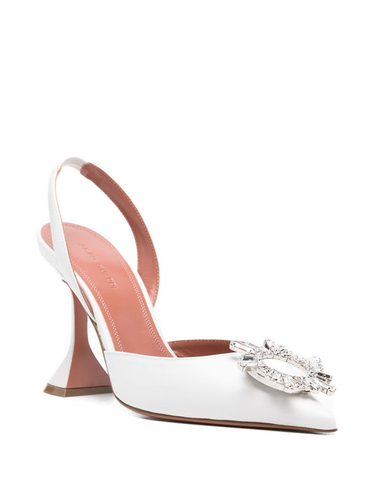 Amina Muaddi With Heel White