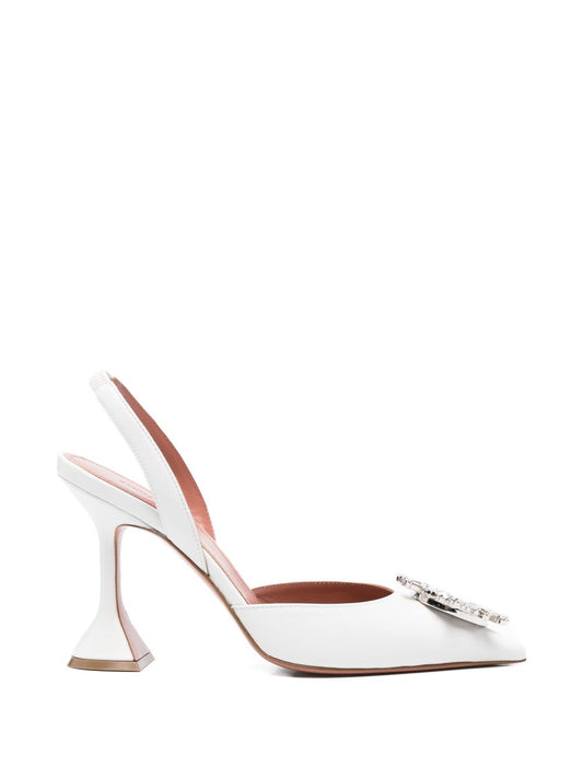 Amina Muaddi With Heel White