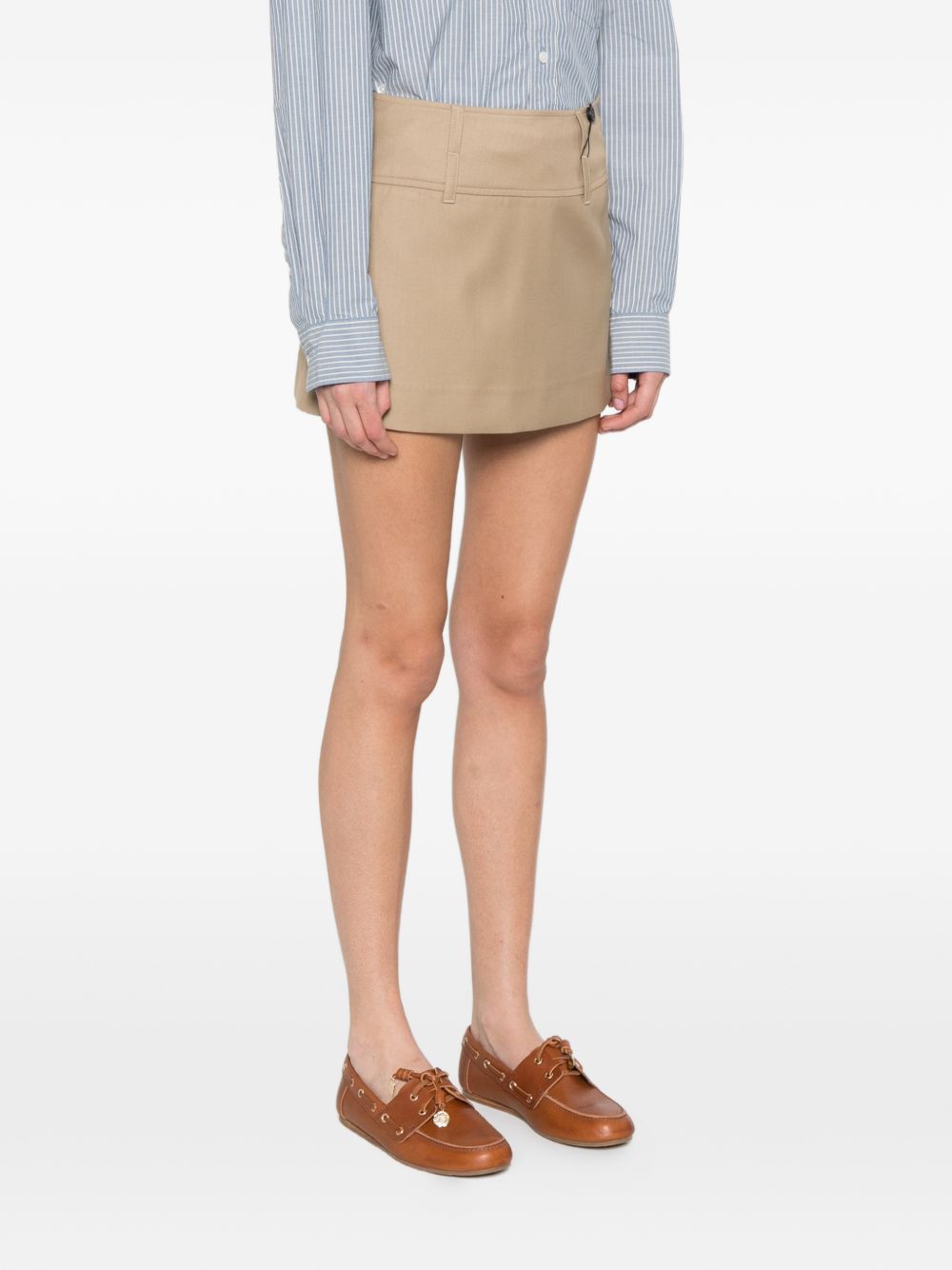 Dunst Beige Skirts — Mini Panelled Skirt for Women