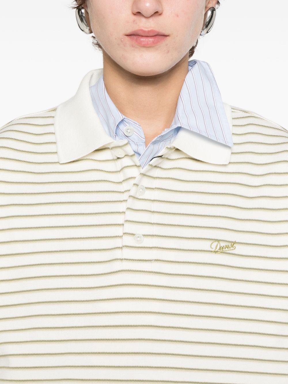 Dunst Green Striped T-Shirts & Polos — Topwear