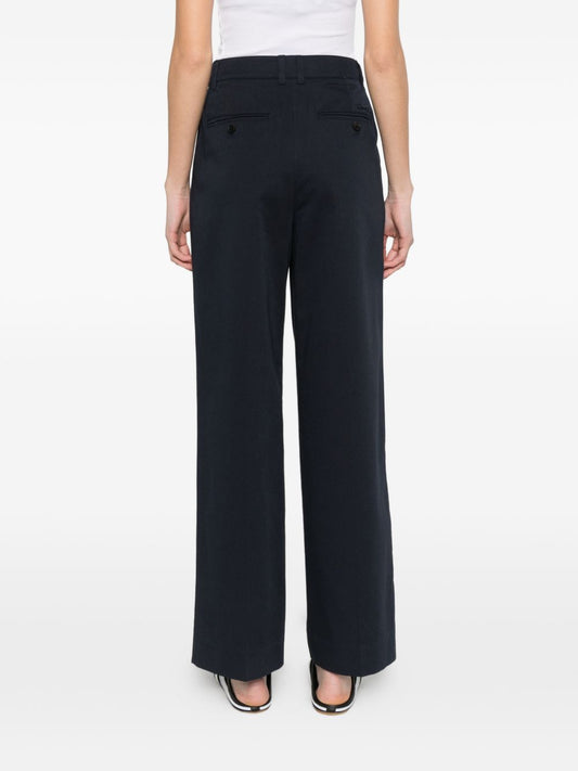Dunst Trousers Blue — Pleated Cotton-Chino Trousers