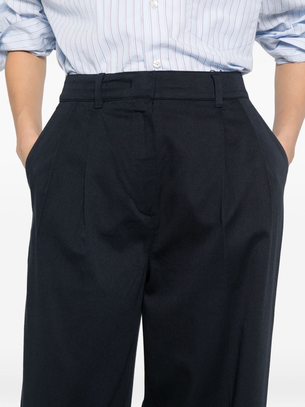 Dunst Trousers Blue — Pleated Cotton-Chino Trousers