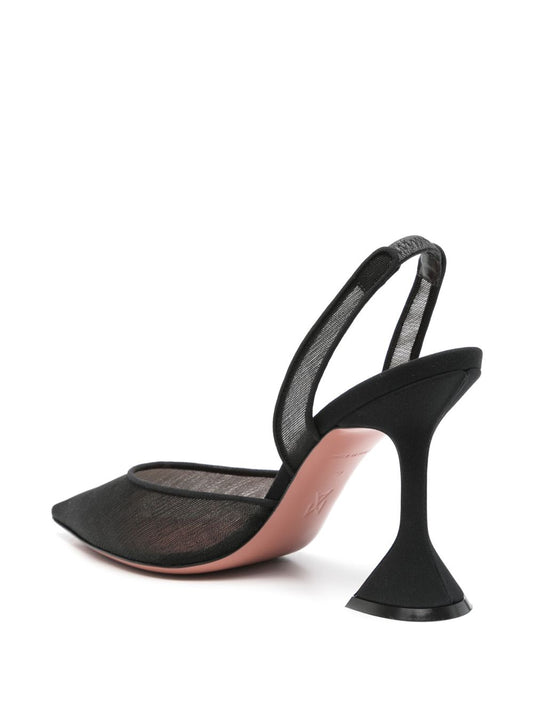 Amina Muaddi Medium Heel — Black Slingback Pumps