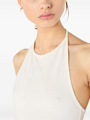 Marine Serre White Top — Halterneck Cotton Tank