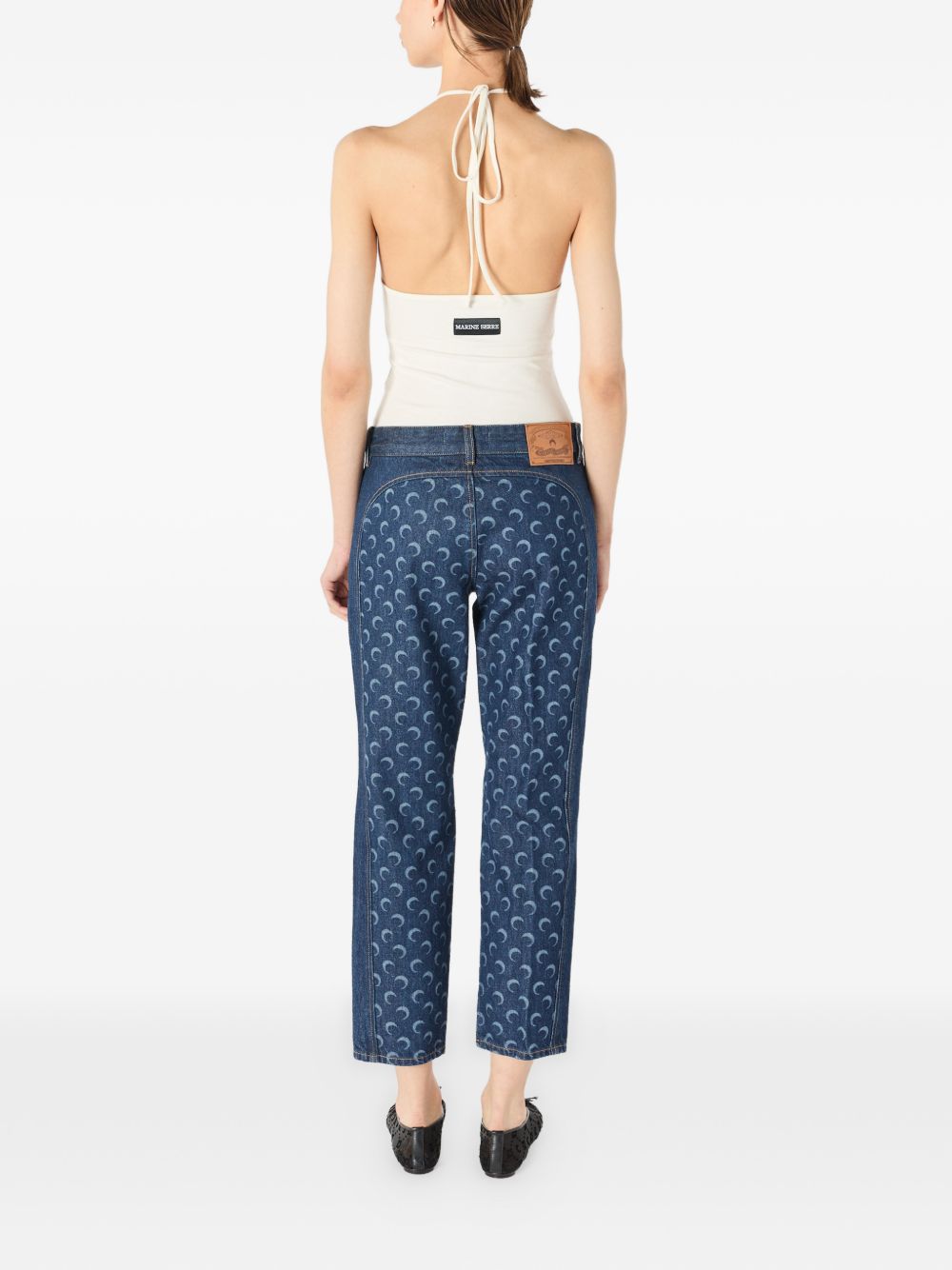 Marine Serre White Top — Halterneck Cotton Tank