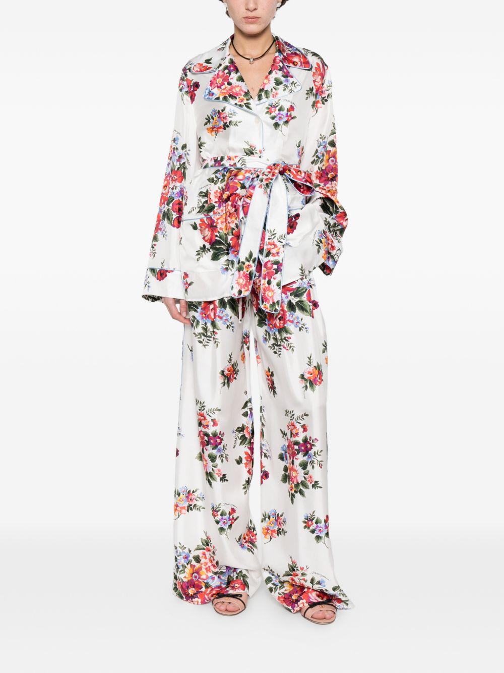 Dolce & Gabbana White Shirts — Flower Silk Top