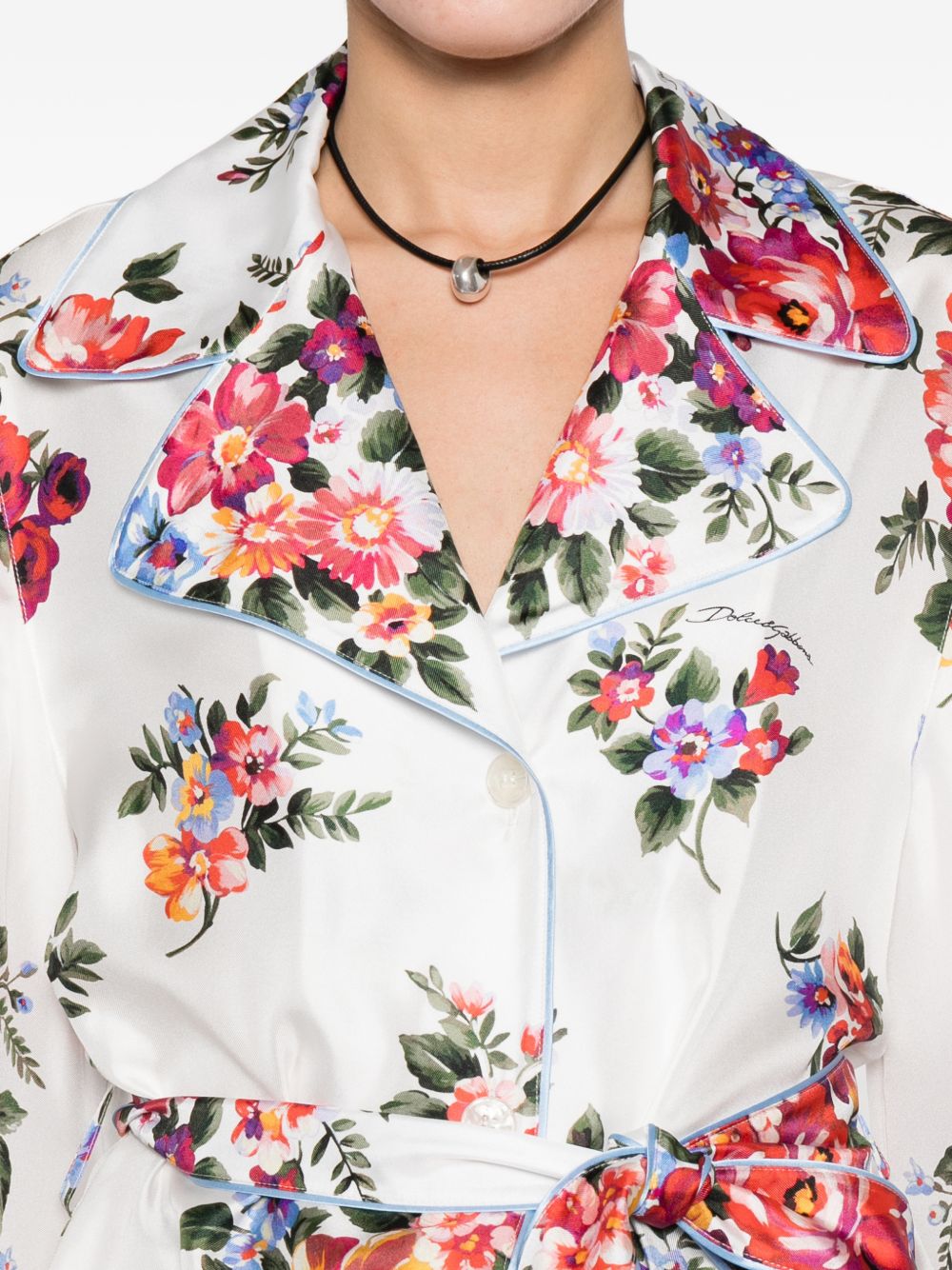 Dolce & Gabbana White Shirts — Flower Silk Top