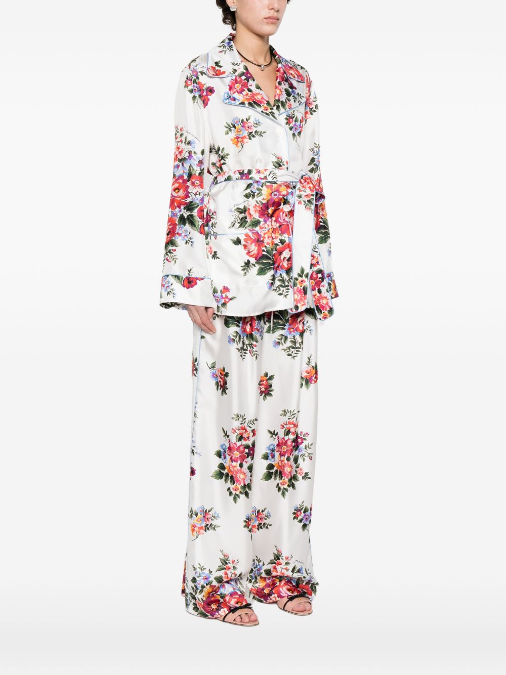 Dolce & Gabbana White Shirts — Flower Silk Top